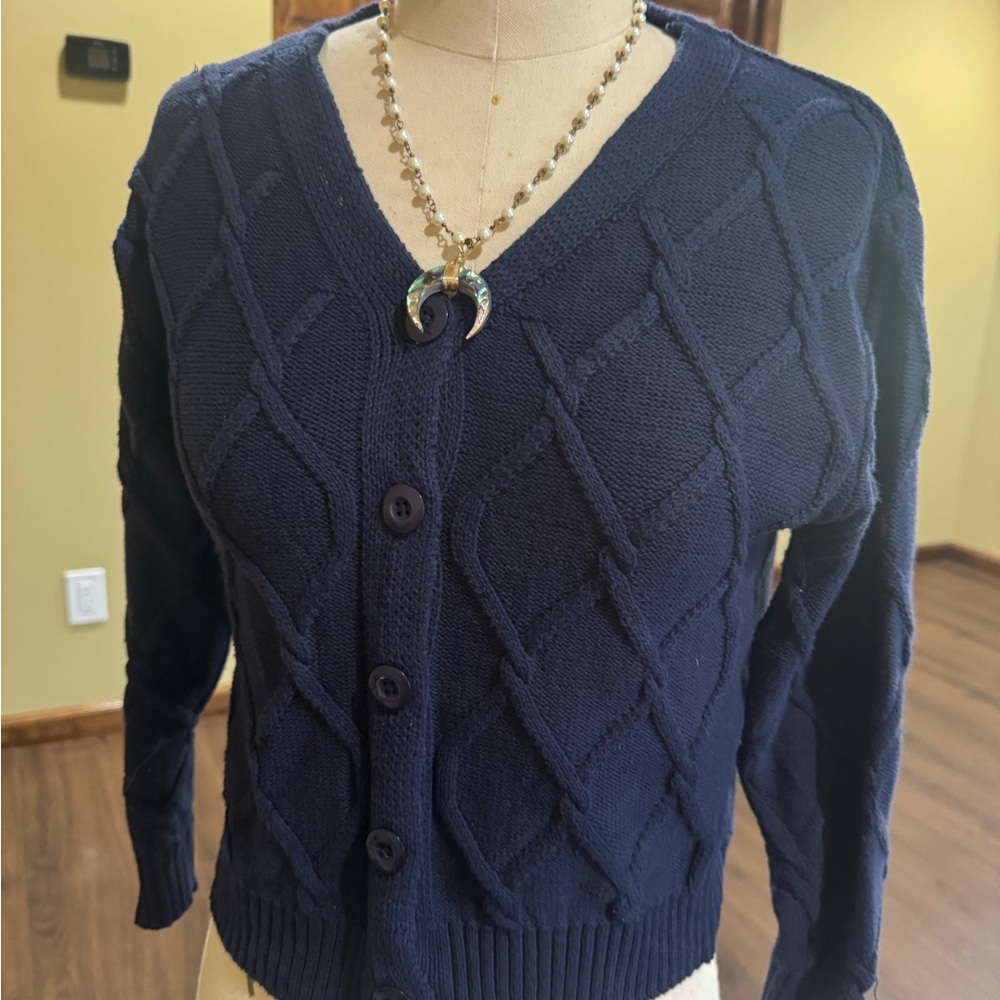 Gilbert’s Women's Navy Cable Knit Sweater